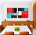 Duo de Quadros Quadrados Abstrato Mosaico Textura Azul Vermelho Branco Canvas Moldura - Imagem 4