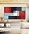 Trio de Quadros Estilizados Abstrato Mosaico Textura Azul Vermelho Branco Canvas Moldura - Imagem 5