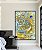 Quadro Vertical Abstrato Azul Turquesa Dourado Pouring Canvas Moldura - Imagem 2