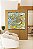 Quadro Quadrado Abstrato Azul Turquesa Dourado Pouring Canvas Moldura - Imagem 1