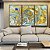 Trio de Quadros Abstrato Azul Turquesa Dourado Pouring Canvas Moldura - Imagem 5