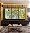 Trio de Quadros Abstrato Azul Turquesa Dourado Pouring Canvas Moldura - Imagem 3