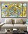 Trio de Quadros Estilizados Abstrato Azul Turquesa Dourado Pouring Canvas Moldura - Imagem 4