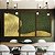 Trio de Quadros Abstrato Verde Floresta Dourado Ondas Textura Canvas Moldura - Imagem 2