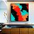 Quadro Quadrado Abstrato Preto Vermelho Laranja Turquesa Canvas Moldura - Imagem 3