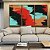 Trio de Quadros Abstrato Preto Vermelho Laranja Turquesa Canvas Moldura - Imagem 5
