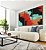 Trio de Quadros Abstrato Preto Vermelho Laranja Turquesa Canvas Moldura - Imagem 2