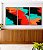Trio de Quadros Abstrato Preto Vermelho Laranja Turquesa Canvas Moldura - Imagem 3