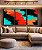 Trio de Quadros Abstrato Preto Vermelho Laranja Turquesa Canvas Moldura - Imagem 4