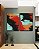 Duo de Quadros Abstrato Preto Vermelho Laranja Turquesa Canvas Moldura - Imagem 1