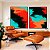 Duo de Quadros Abstrato Preto Vermelho Laranja Turquesa Canvas Moldura - Imagem 5