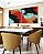 Duo de Quadros Quadrados Abstrato Preto Vermelho Laranja Turquesa Canvas Moldura - Imagem 2