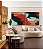 Duo de Quadros Quadrados Abstrato Preto Vermelho Laranja Turquesa Canvas Moldura - Imagem 4