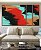 Trio de Quadros Estilizados Abstrato Preto Vermelho Laranja Turquesa Canvas Moldura - Imagem 2