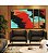 Trio de Quadros Estilizados Abstrato Preto Vermelho Laranja Turquesa Canvas Moldura - Imagem 3