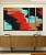 Trio de Quadros Estilizados Abstrato Preto Vermelho Laranja Turquesa Canvas Moldura - Imagem 5