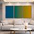 Trio de Quadros Abstrato Degrade Azul Petróleo Verde Amarelo Canvas Moldura - Imagem 1