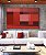 Quadro Horizontal Abstrato Degradê Geométrico Rosa Vermelho Vinho Canvas Moldura - Imagem 1