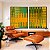 Duo de Quadros Abstrato Mosaico Geométrico Verde Amarelo Mostarda Canvas Moldura - Imagem 1