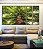 Trio de Quadros Estilizados Paisagem Árvore Folhas Verdes Floresta Natureza Céu Azul Canvas Moldura - Imagem 2