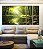 Trio de Quadros Estilizados Paisagem Floresta Rio Cristalino Luz Solar Reflexo Verde Natureza Canvas Moldura - Imagem 3