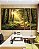 Trio de Quadros Estilizados Caminho Floresta Luz Dourada Sol Árvores Paisagem Relaxante Canvas Moldura - Imagem 1