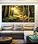 Trio de Quadros Estilizados Caminho Floresta Luz Dourada Sol Árvores Paisagem Relaxante Canvas Moldura - Imagem 2