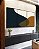 Trio de Quadros Abstrato Minimalista Azul Amarelo Dourado Canvas Moldura - Imagem 4