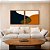 Duo de Quadros Quadrados Abstrato Minimalista Azul Amarelo Dourado Canvas Moldura - Imagem 4