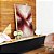 Quadro Vertical Abstrato Bege Marrom Vermelho Carmim Ondas Pouring Canvas Moldura - Imagem 5