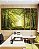 Trio de Quadros Estilizados Caminho Iluminado Floresta Árvores Raios de Luz Sol Natureza Verde Canvas Moldura - Imagem 3