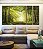 Trio de Quadros Estilizados Caminho Iluminado Floresta Árvores Raios de Luz Sol Natureza Verde Canvas Moldura - Imagem 4