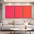 Trio de Quadros Abstrato Degradê Rosa Produndo Laranja Canvas Moldura - Imagem 1
