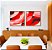 Duo de Quadros Quadrados Abstrato Mosaico Rosa Vermelho Carmim Canvas Moldura - Imagem 4