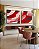 Duo de Quadros Quadrados Abstrato Mosaico Rosa Vermelho Carmim Canvas Moldura - Imagem 1