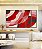 Trio de Quadros Estilizados Abstrato Mosaico Rosa Vermelho Carmim Canvas Moldura - Imagem 1