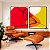 Duo de Quadros Abstrato Minimalista Laranja Tangerina Verde Limão Canvas Moldura - Imagem 1