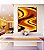 Quadro Vertical Amarelo Marrom Arte Fluida Pouring Canvas Moldura - Imagem 1