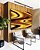 Duo de Quadros Amarelo Marrom Arte Fluida Pouring Canvas Moldura - Imagem 1