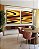 Duo de Quadros Quadrados Amarelo Marrom Arte Fluida Pouring Canvas Moldura - Imagem 2