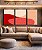 Trio de Quadros Abstrato Minimalista Rosa Salmão Vermelho Borbô Canvas Moldura - Imagem 1