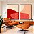 Duo de Quadros Abstrato Minimalista Rosa Salmão Vermelho Borbô Canvas Moldura - Imagem 4