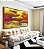 Quadro Horizontal Abstrato Colorido Amarelo Laranja Turquesa Efeito Concreto Canvas Moldura - Imagem 2