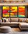 Trio de Quadros Abstrato Colorido Amarelo Laranja Turquesa Efeito Concreto Canvas Moldura - Imagem 5