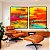 Duo de Quadros Abstrato Colorido Amarelo Laranja Turquesa Efeito Concreto Canvas Moldura - Imagem 5