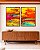 Duo de Quadros Abstrato Colorido Amarelo Laranja Turquesa Efeito Concreto Canvas Moldura - Imagem 1