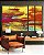 Trio de Quadros Estilizados Abstrato Colorido Amarelo Laranja Turquesa Efeito Concreto Canvas Moldura - Imagem 3