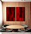 Duo de Quadros Abstrato Tons de Vermelho Carmim Bordô Canvas Moldura - Imagem 1