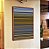 Quadro Vertical Abstrato Listras Azul Areia Mostarda Canvas Moldura - Imagem 1