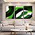 Trio de Quadros Abstrato Mosaico Verde Floresta Limão Canvas Moldura - Imagem 2
